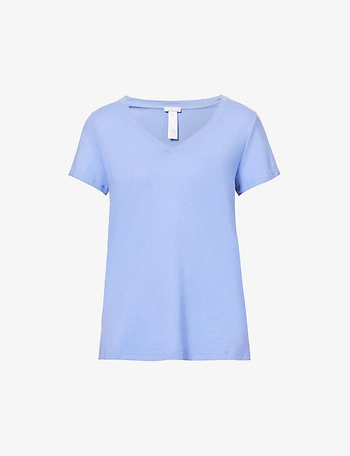 HANRO: Sleep & Lounge V-neck cotton-blend pyjama top