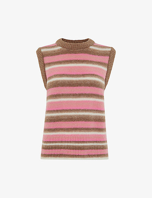 WHISTLES: Striped stretch-knit sweater vest