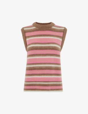 Whistles Variated Striped Sweater Vest In Pink/multi