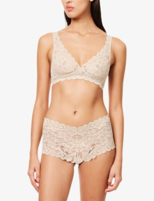 Shop Hanro Womens Iced Cappuccino Moments Maxi Stretch-lace Briefs Xs