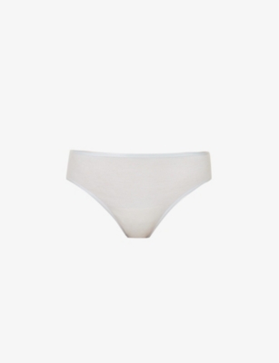 Hanro Cotton Seamless High-cut Briefs In Cool Blue
