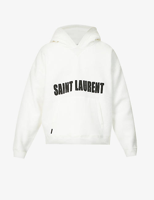 SAINT LAURENT: Raised-branding fleece-textured cotton hoody