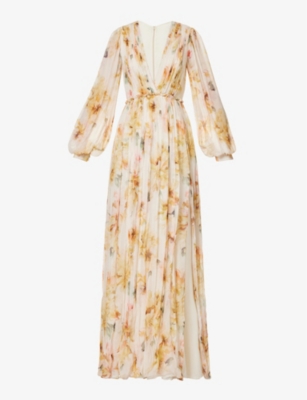 COSTARELLOS: Gianna floral-print woven maxi dress