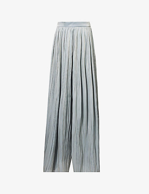 COSTARELLOS: Evelyn pleated wide-leg mid-rise woven trousers