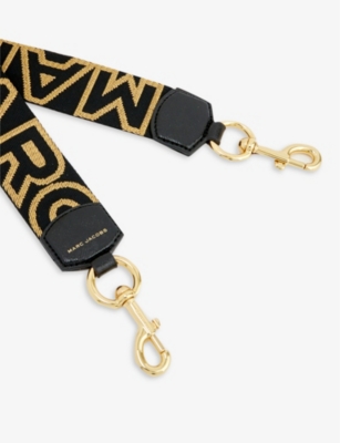 Shop Marc Jacobs Black/gold Logo-print Woven Bag Strap