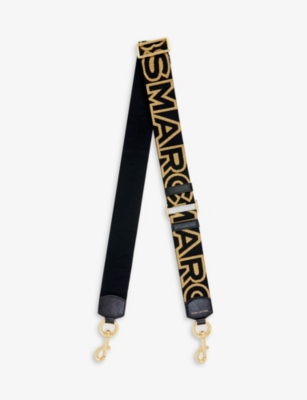 Shop Marc Jacobs Black/gold Logo-print Woven Bag Strap