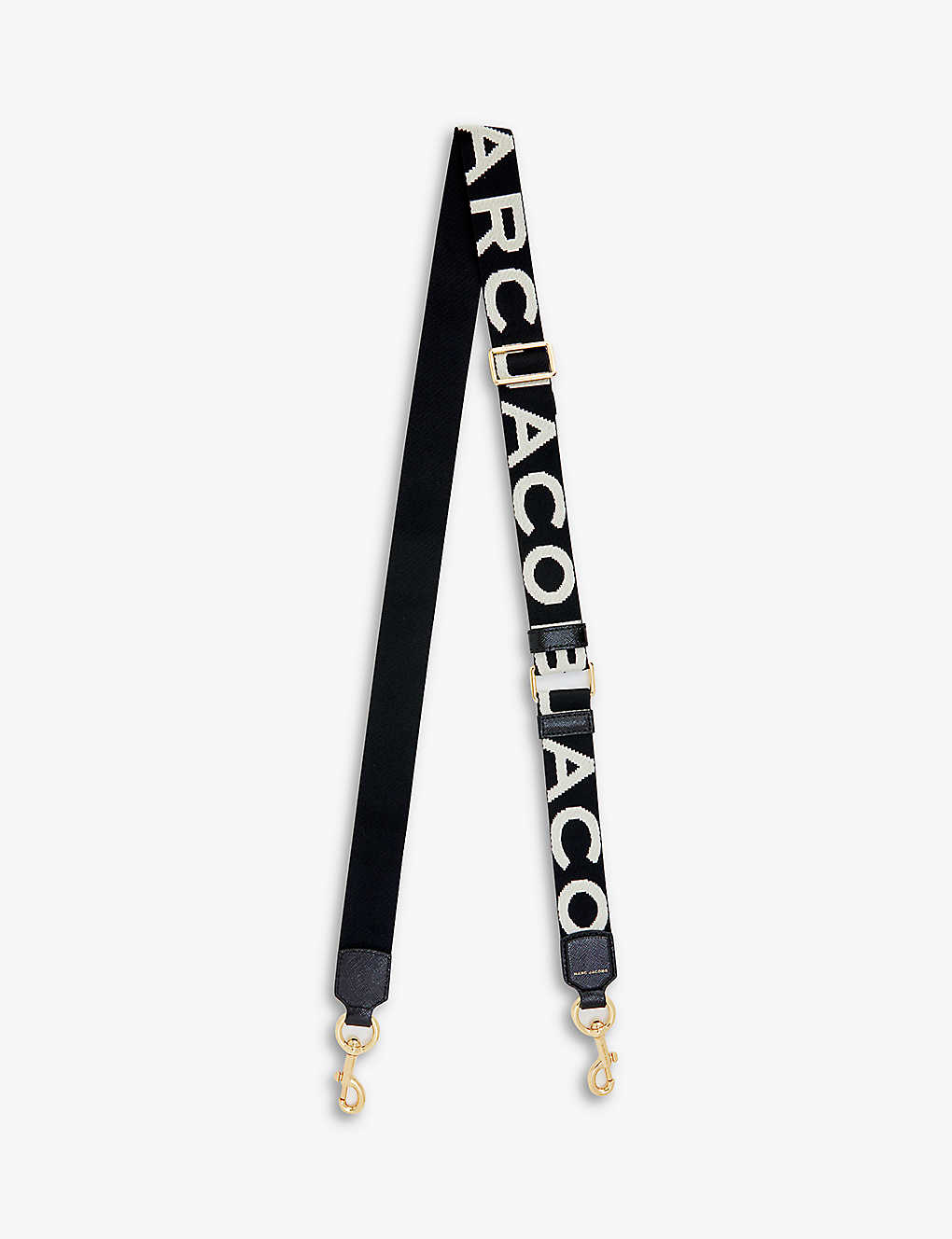 Marc Jacobs Black Logo-print Woven Bag Strap In Black/white