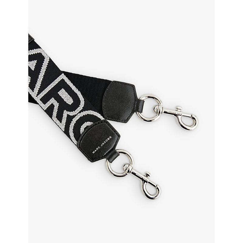 Shop Marc Jacobs Womens Black/silver Logo-print Woven Bag Strap