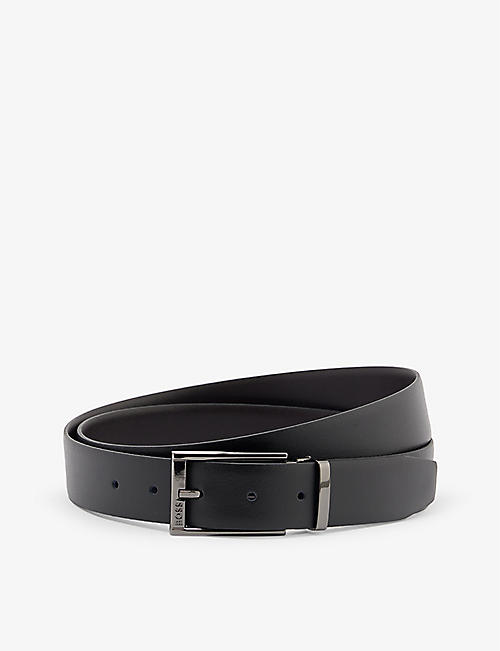BOSS: Omarosyn brand-debossed reversible leather belt