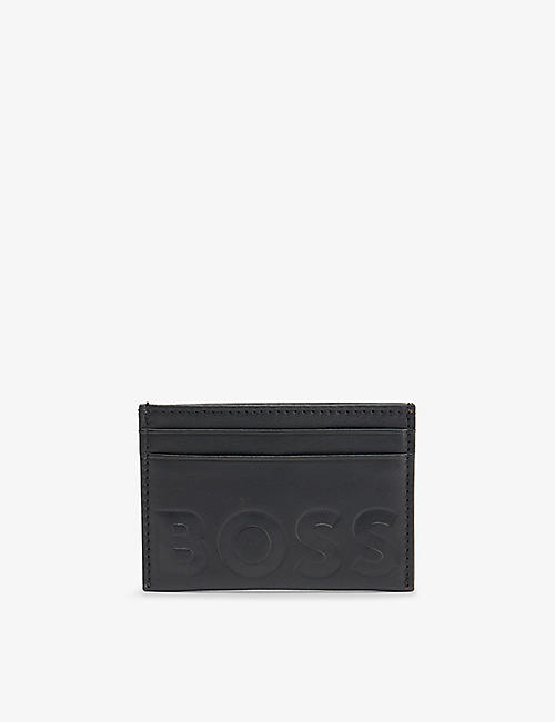 BOSS: Logo-embossed leather card holder