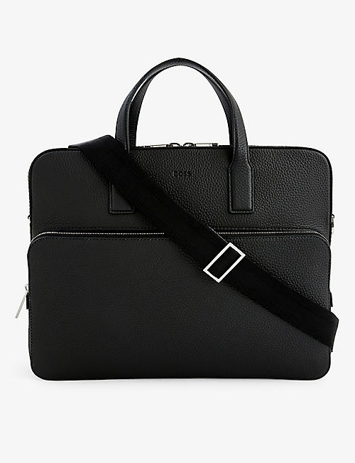 BOSS: Crosstown leather briefcase