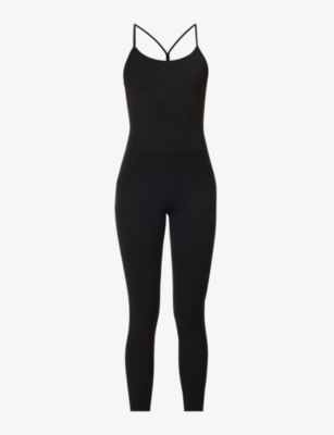 Shop Splits59 Airweight Scoop-neck Stretch-woven Jumpsuit In Black