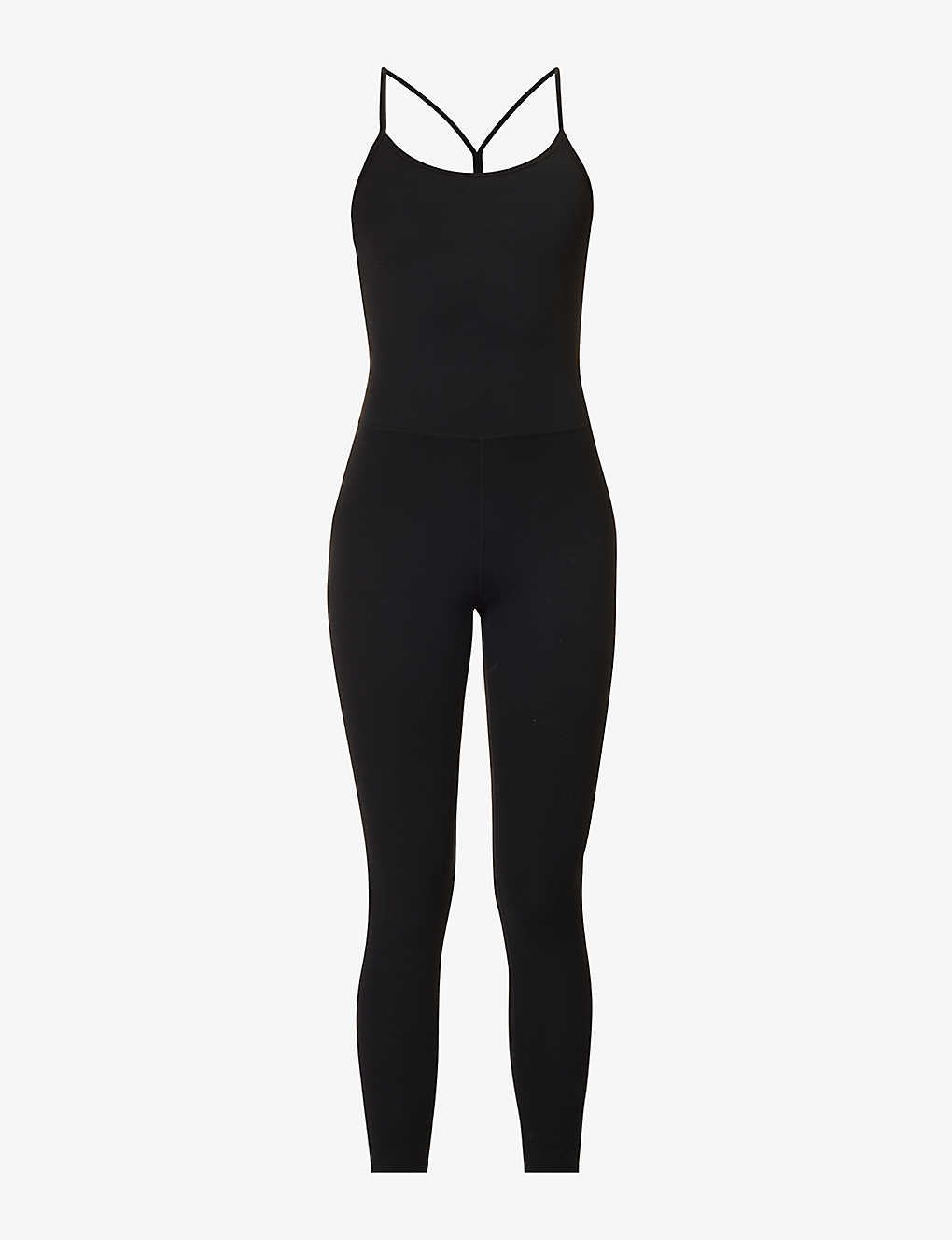 Shop Splits59 Airweight Scoop-neck Stretch-woven Jumpsuit In Black