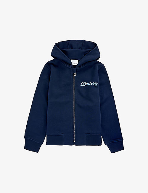 BURBERRY: Sutton scripted cotton-jersey hoody 4-14 years