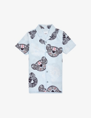 Burberry Boys Pale Blue Ip Pat Kids Thomas Bear Stretch-cotton Shirt 3-8 Years