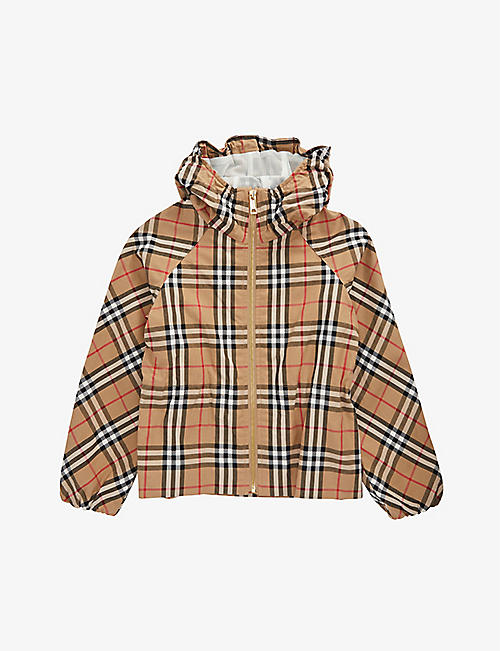 BURBERRY: Checked hooded cotton jacket 3-14 years