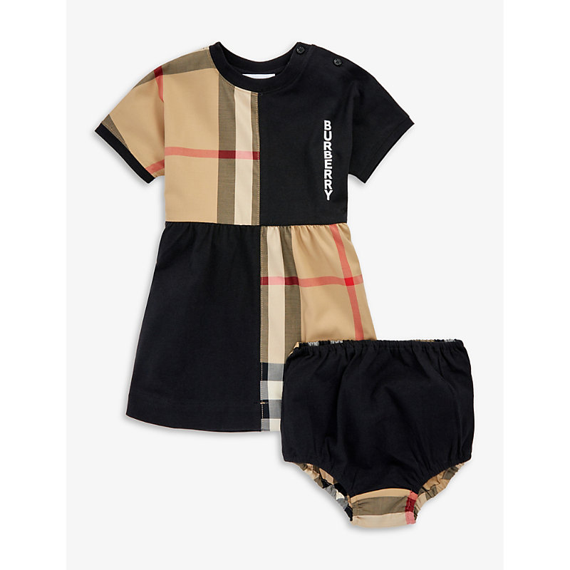 BURBERRY ELENA CHECK-PRINT COTTON DRESS AND BLOOMERS SET 1-18 MONTHS,65247182