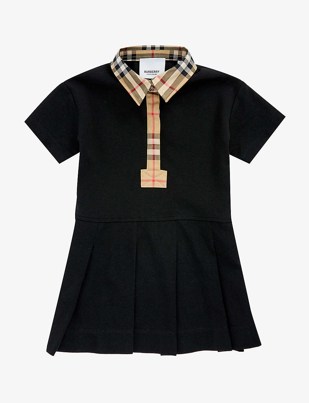 Burberry Babies'  Black Sigrid Pleated Cotton-pique Dress 6 Months - 2 Years