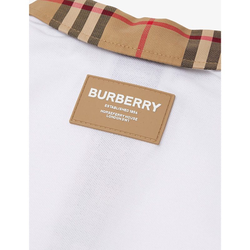 Shop Burberry White Tartan-trim Stretch-cotton Dress And Bloomers 3-18 Months