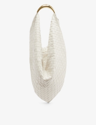 Bottega Veneta The Foulard Intrecciato Leather Shoulder Bag In Chalk M Brass