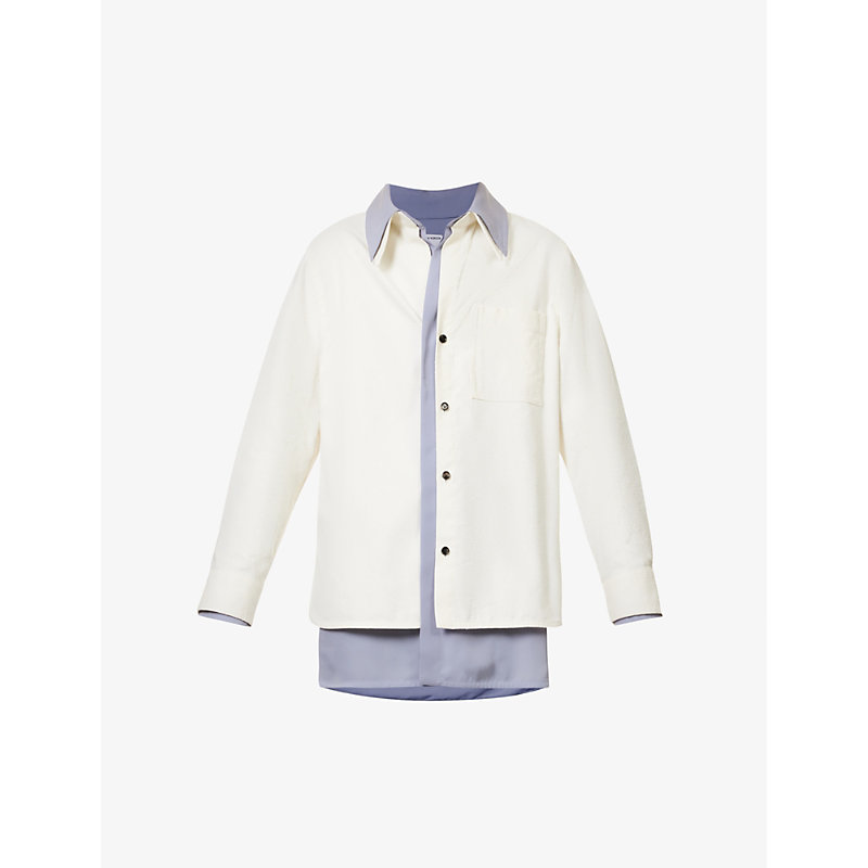 Bottega Veneta Layered Button-front Cotton Shirt In Chalk Polar
