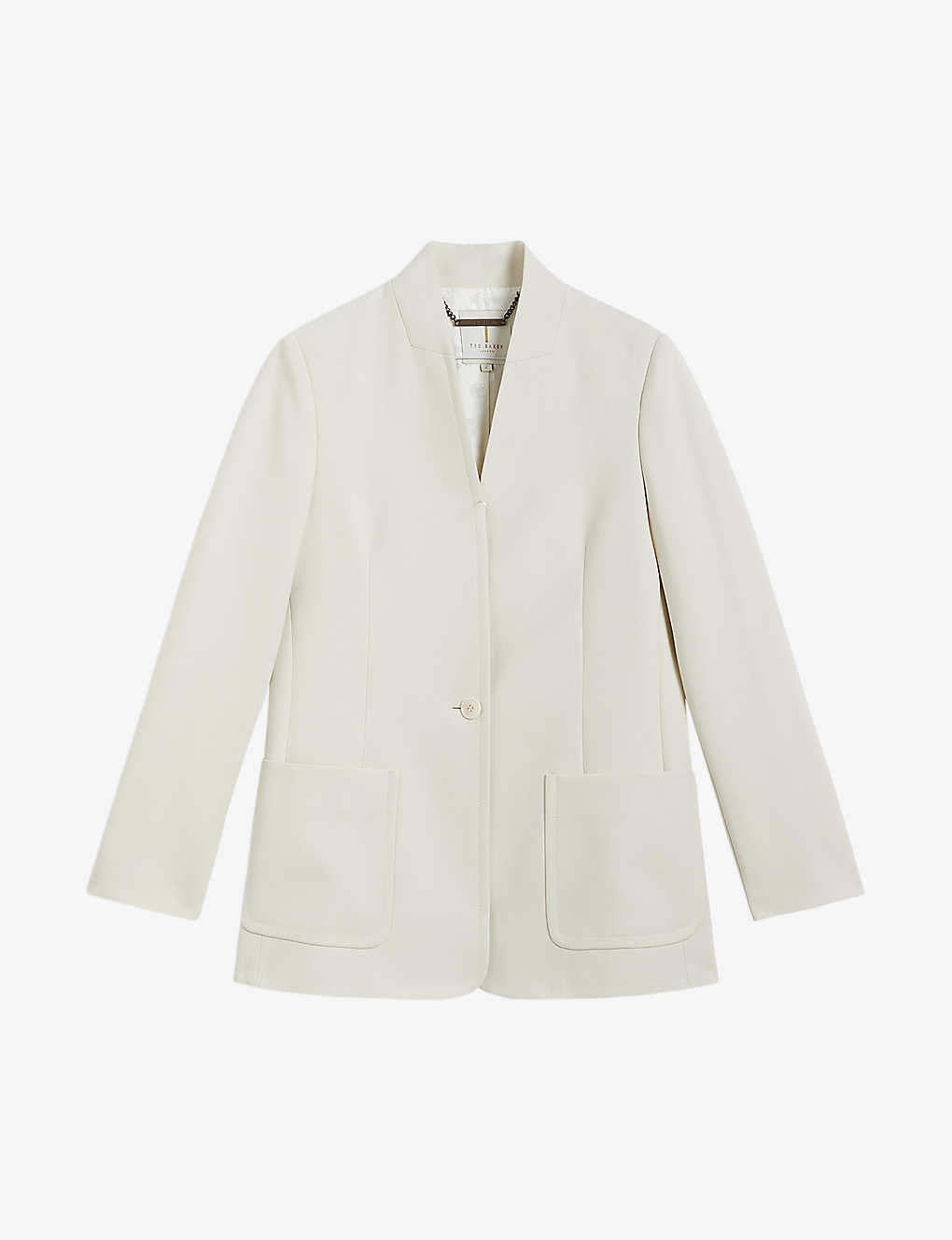 Ted Baker Ambero Single Breasted Collarless Blazer In Natural