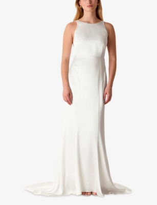 Shop Whistles Lina Low-back Satin Wedding Dress In Cream