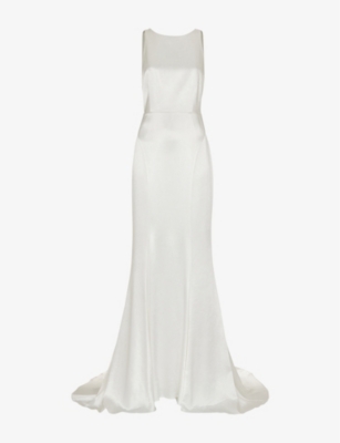 Whistles Womens Ivory Lina Low-back Satin Wedding Dress In Cream