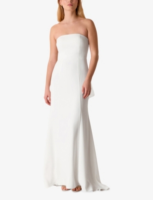 WHISTLES WOMENS IVORY ELLIS BOW-DETAIL STRAPLESS WOVEN WEDDING DRESS 65250892