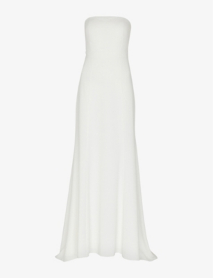 Whistles Womens Ivory Ellis Bow-detail Strapless Woven Wedding Dress