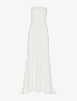 Whistles Womens Ivory Ellis Bow-detail Strapless Woven Wedding Dress