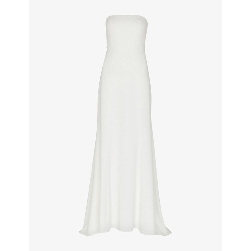 Whistles Womens Ivory Ellis Bow-detail Strapless Woven Wedding Dress
