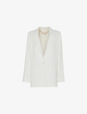 Whistles Womens Ivory Andie Single-breasted Woven Wedding Blazer