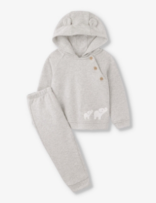 THE LITTLE WHITE COMPANY: Elephant-embroidered organic-cotton two-piece set 0-24 months