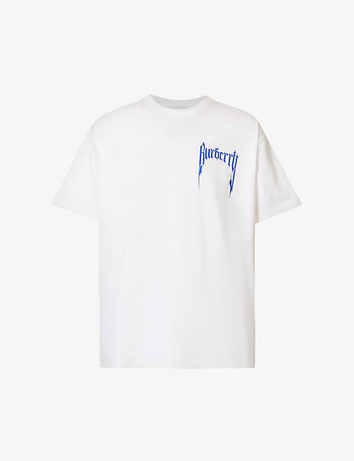 BURBERRY：Carrick 品牌印花平纹针织棉 T 恤