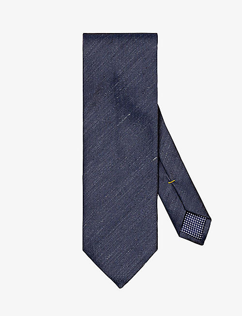 ETON: Textured weave silk and linen-blend tie