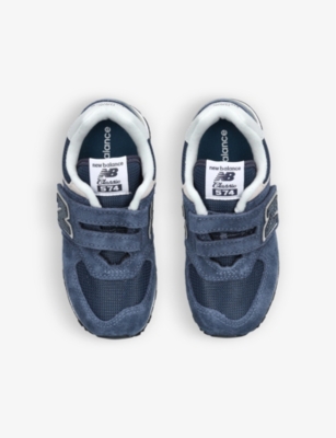 Shop New Balance Girls Vy Kids 574 Classic: Evergreen Suede And Mesh Trainers 6-9 Years In Navy