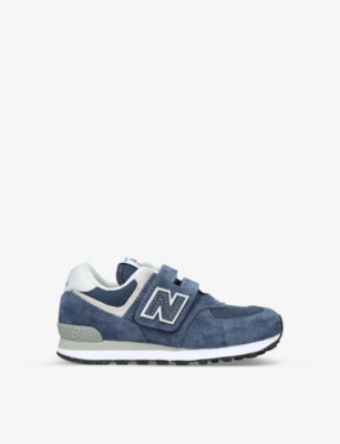 New Balance Girls Vy Kids 574 Classic: Evergreen Suede And Mesh Trainers 6-9 Years In Navy