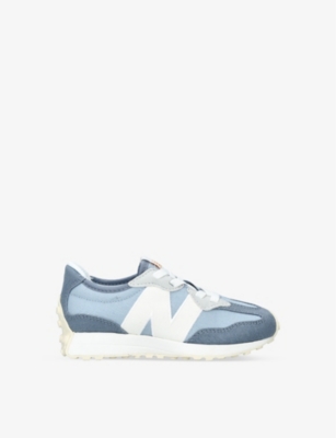 NEW BALANCE: 327 brand-patch suede and mesh mid-top trainers 6-9 years