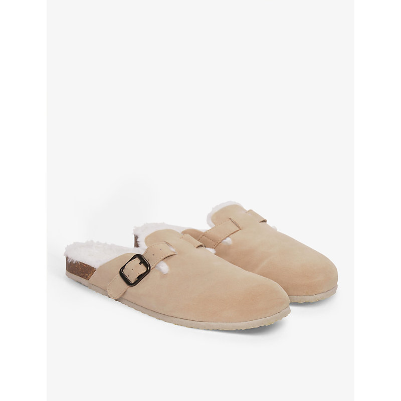 The White Company Womens Neutral Slip-on Suede Mule Slippers