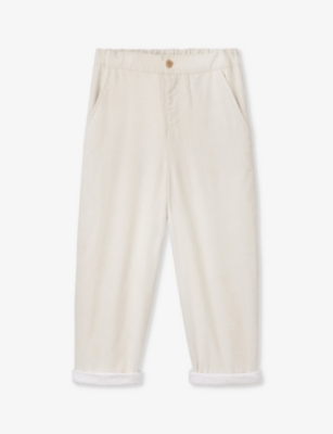 The Little White Company Girls Winterwhte Kids Elasticated-waist Pull-on Cotton-cord Trousers 18 Mon