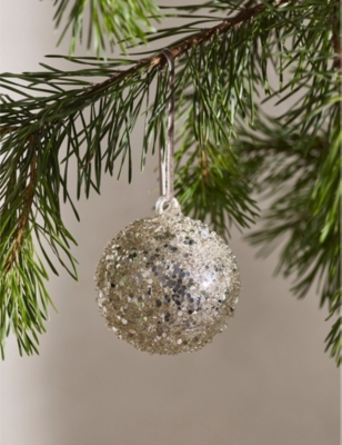 THE WHITE COMPANY: Glittered Christmas glass decoration 6cm