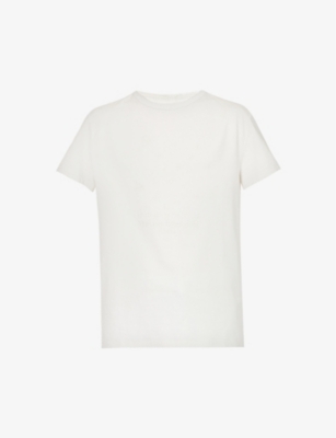 Maison Margiela Mens Ivory Ribbed Knit Cotton T-shirt For Ss23 In Chalk