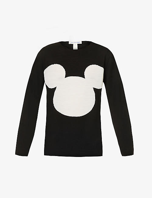 COMME DES GARCONS SHIRT: Comme des Garçons Shirt x Disney contrast-branded knitted jumper