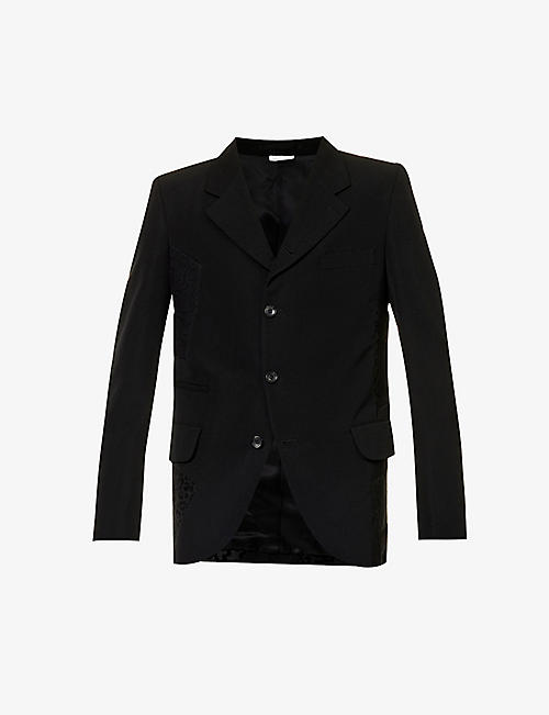 COMME DES GARCONS HOMME PLUS: Contrast-panel notched-lapel wool and linen-blend jacket