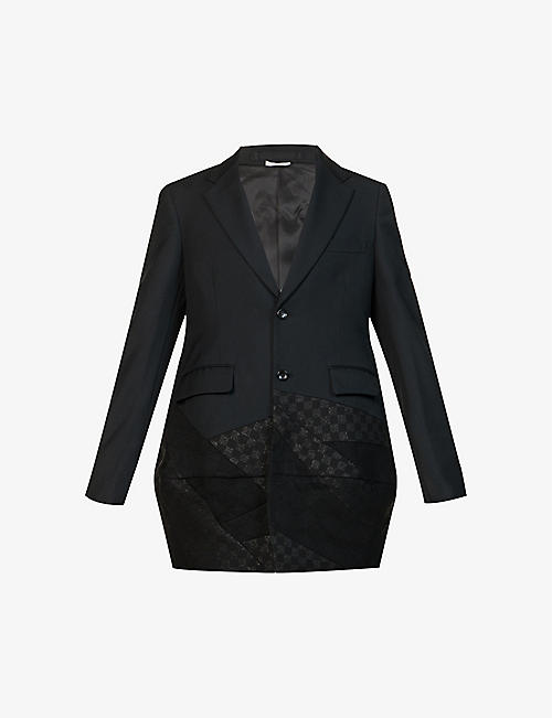 COMME DES GARCONS HOMME PLUS: Contrast-panel padded-shoulder regular-fit wool-blend jacket