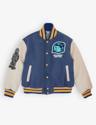BILLIONAIRE BOYS CLUB BILLIONAIRE BOYS CLUB BOYS BLUE KIDS ASTRO LOGO-PATCH WOVEN JACKET 8-12 YEARS,65273082