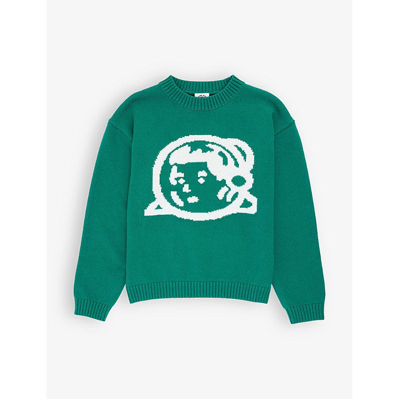 Billionaire Boys Club Kids' Astro Helmet Logo-weave Cotton And Cashmere-blend Jumper 6-12 Years In Green
