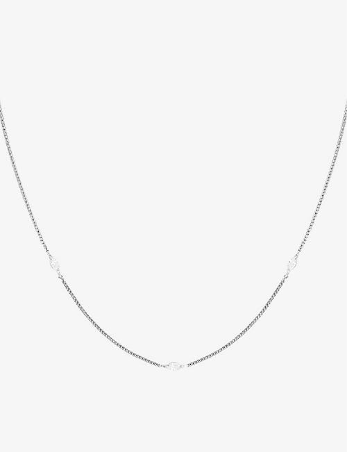 ASTRID & MIYU: Navette charm sterling-silver and cubic zirconia necklace