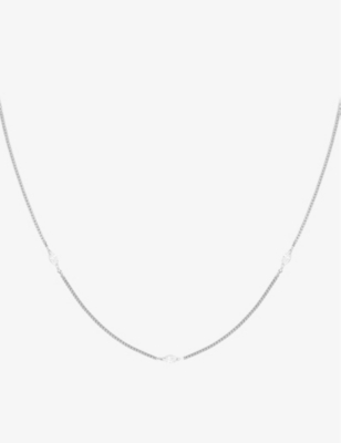 Astrid & Miyu Navette Charm Sterling-silver And Cubic Zirconia Necklace In Rhodium